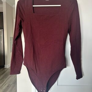 Old Navy Burgundy Red Long Sleeve Square Neck Bodysuit